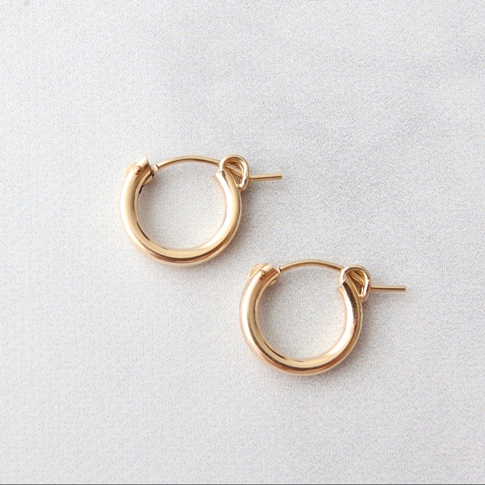 Huggie hoop earrings 14k gold filled